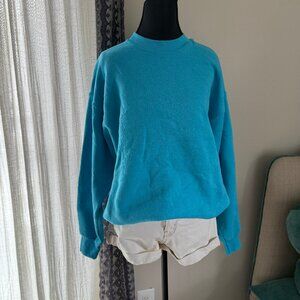 Vintage 80's 90's Oversized Teal Cotton/Poly Blend Long Sleeve Sweatshirt